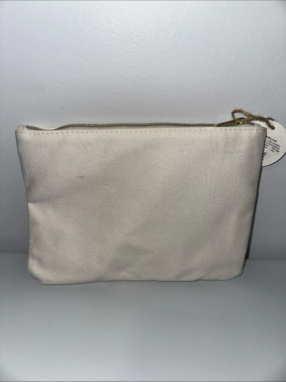 Punch Studio Ivory Muti Delicate Embroidered Floral Canvas Gold Tone Zip Pouch
